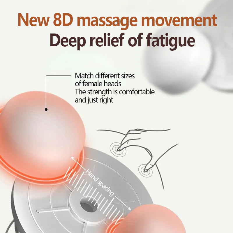Massage Pillow ​8 Speed Head Relax Electric Shoulder Back Shiatsu Neck Massager